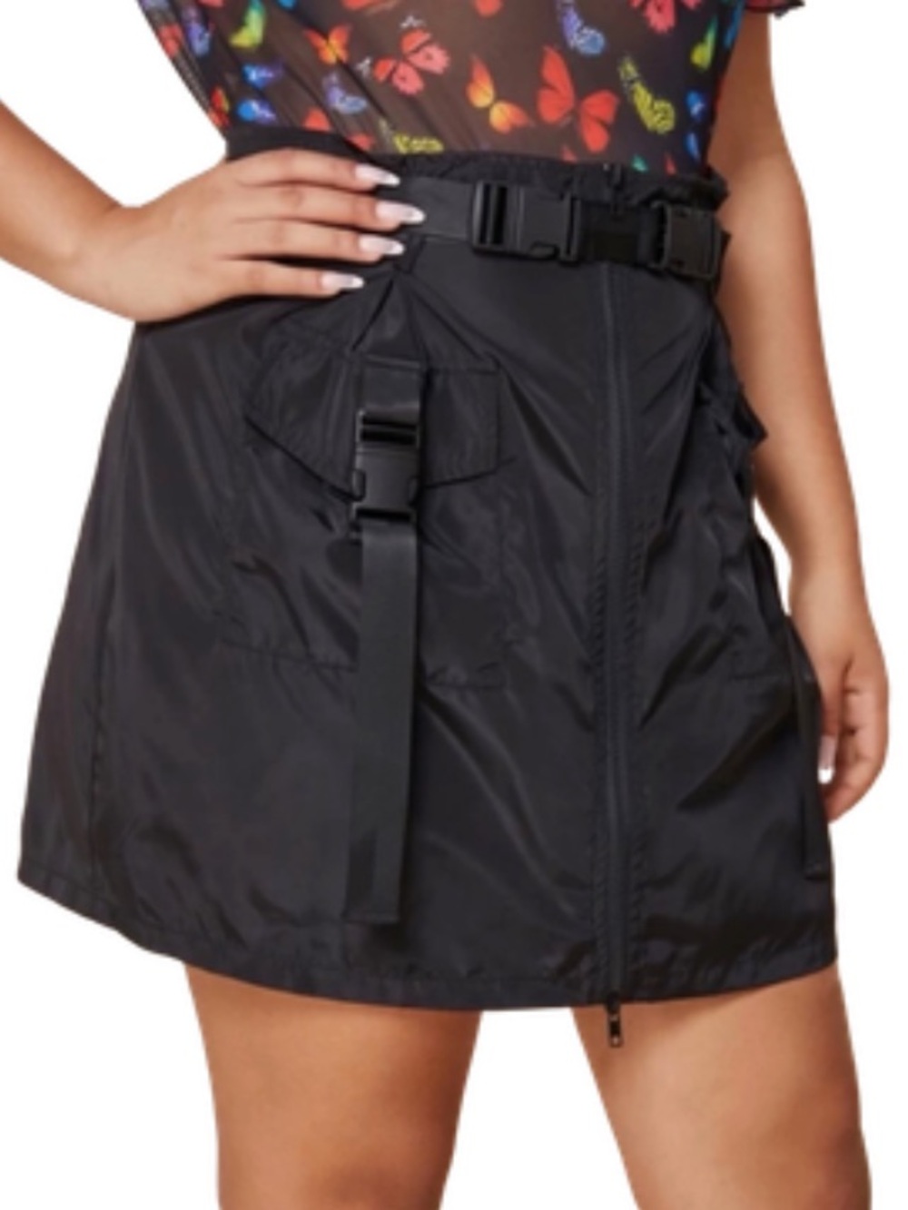 Black Belted Cargo Skirt